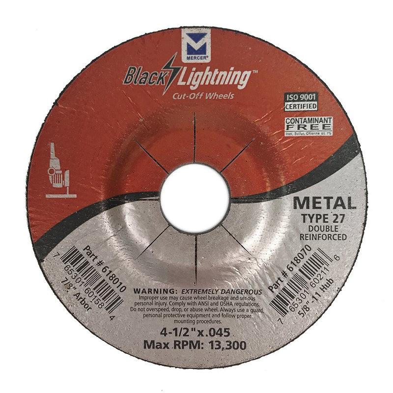 Mercer Industries 618010P Type 27 Cut-Off Wheel for Ferrous Metals, 4-1/2" x .045 x 7/8", 10-Pack - NewNest Australia
