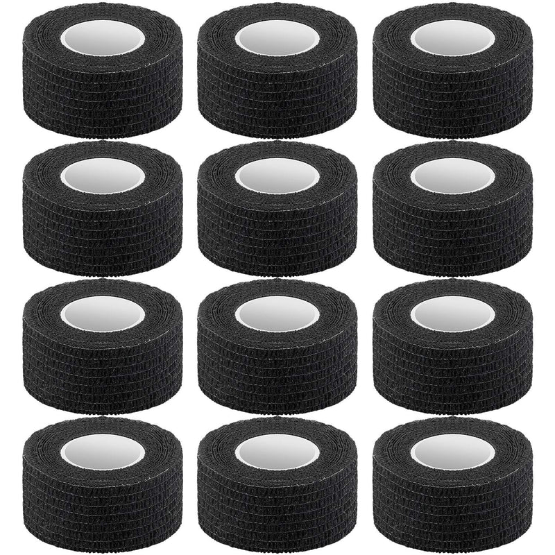Pangda 12 Pieces Adhesive Bandage Wrap Stretch Self-Adherent Tape for Sports, Wrist, Ankle, 5 Yards Each (1 Inch, Black) 1 Inch (Pack of 12) - NewNest Australia