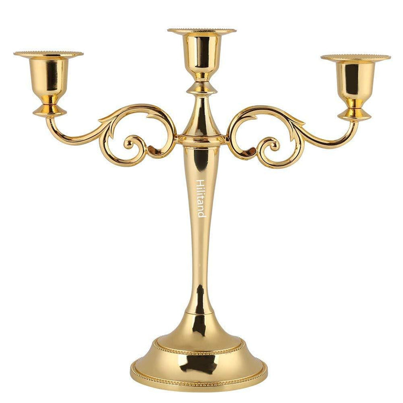 NewNest Australia - Hilitand 2 Colors 3 Arms Metal Candle Holder European Style Candelabra Wedding Candlestick Home Decor (Gold) Gold 