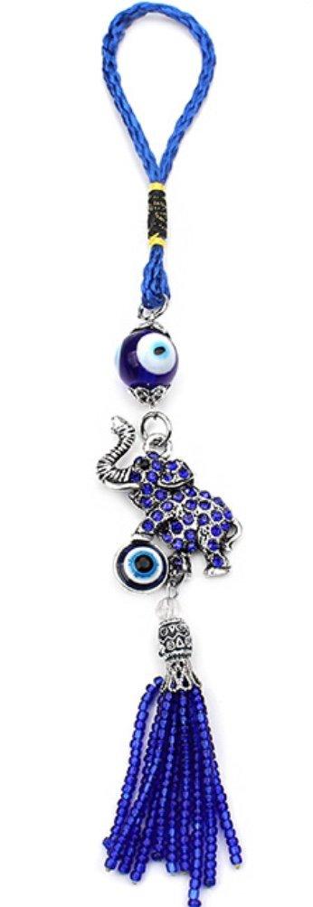 NewNest Australia - BRAVO TEAM CORP Lucky Elephant and Evil Eye Good Luck Hanging Ornament for Protection, Blessing, and Strength with Rhinestone Crystals, Pendant Decoration for Car, Home and Office Great Gift 