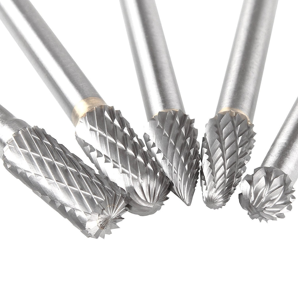 Carbide Burr Set with 1/4" Shank and 2/5" Head (10MM), CBTONE 5 PCS Double Cut Tungsten Carbide Rotary Burrs 1/4 Inch 6mm Shank Die Grinder Bits for Carving, Polishing, Engraving and Drilling 1/4 Shank - NewNest Australia