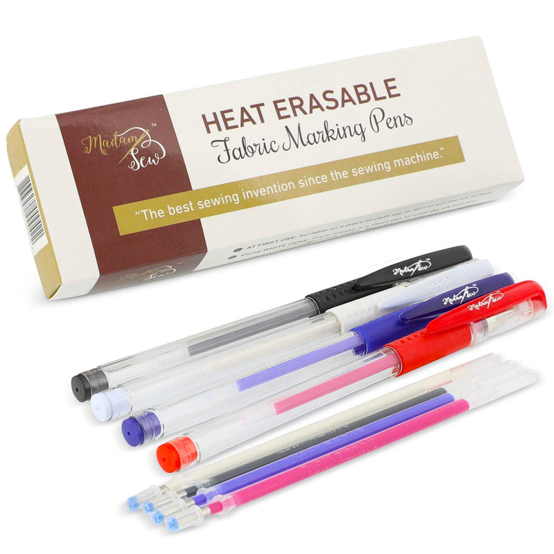Madam Sew Heat Erasable Fabric Marking Pens with 4 Refills for Quilting, Sewing and Dressmaking (4 Piece Set) - NewNest Australia