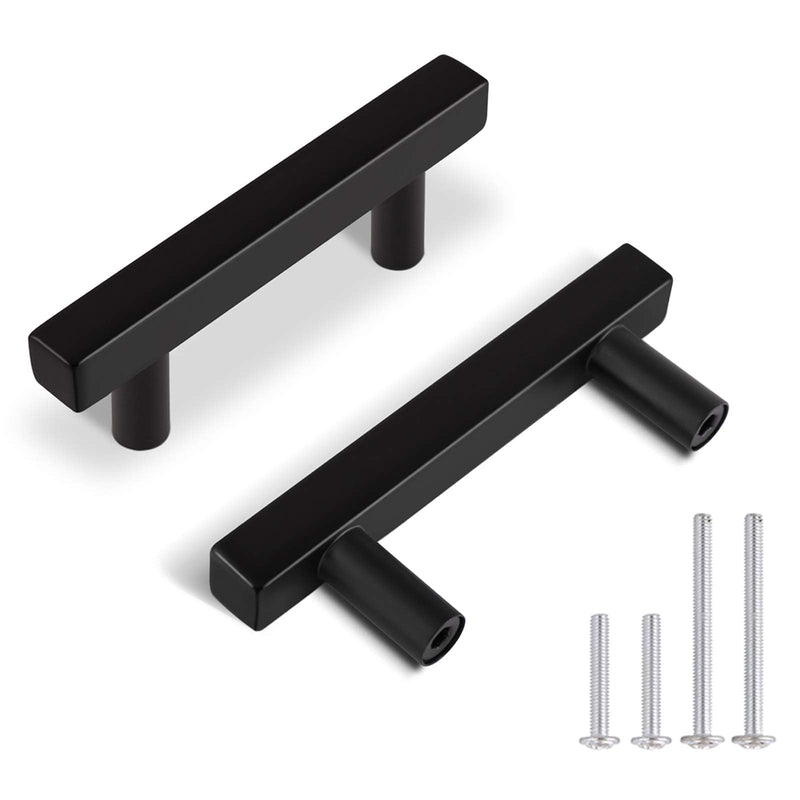 KNOBWELL 10 Pack Square Kitchen Cabinet Pulls Matte Black, 2-1/2 inch Hole Centers, Dresser Drawer Pulls Black Stainless Steel Bathroom Cabinet Handles 4" Length Center-to-Center: 2-1/2" - NewNest Australia