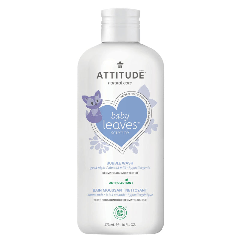 ATTITUDE Bubble Wash for Baby and Kids, EWG Verified Hypoallergenic Plant- and Mineral-Based Body Soap, Vegan and Cruelty-Free, Almond Milk, 16 Fl Oz (18313) - NewNest Australia