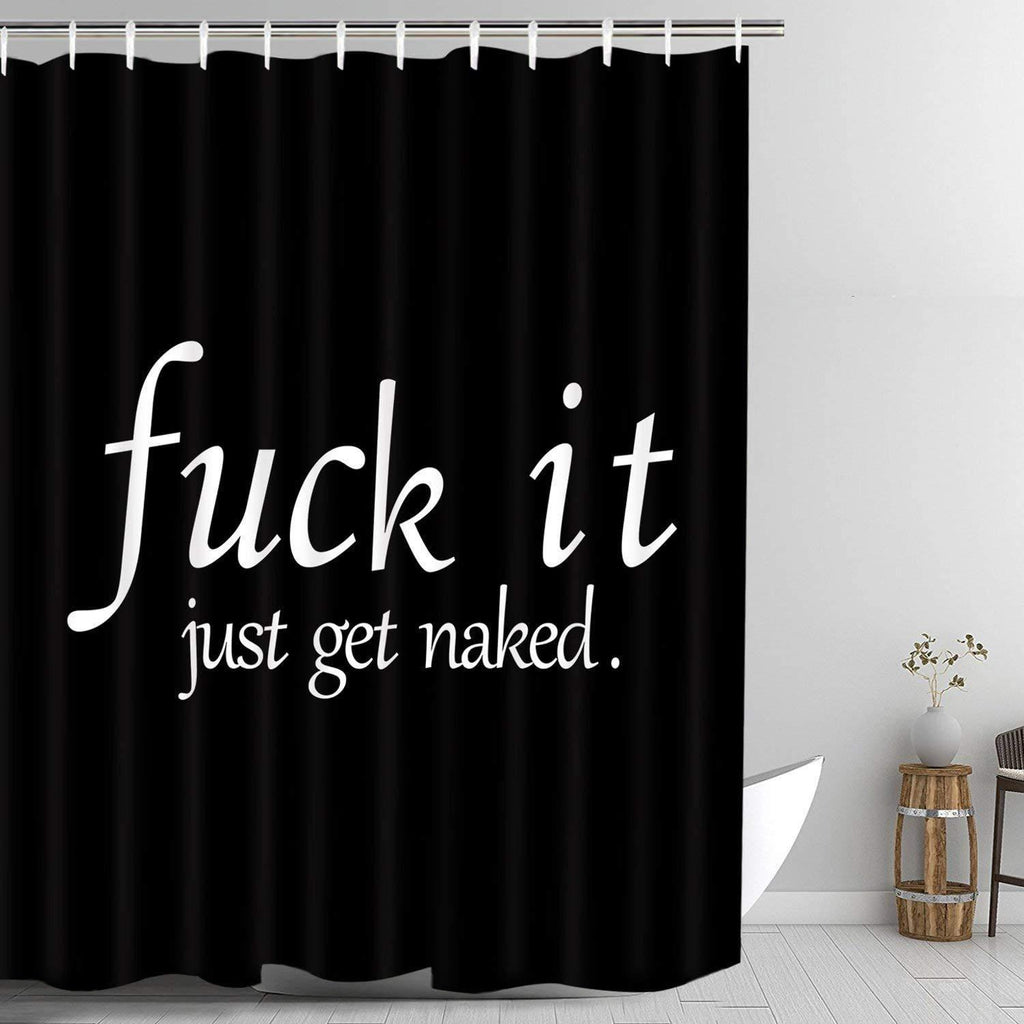 Bathroom Shower Curtain Black and White Funny Quotes Shower Curtains Durable Fabric Bath Curtain Waterproof Bathroom Curtain with 12 Hooks (Black, 70 L × 69 W inches) 70" L × 69" W - NewNest Australia