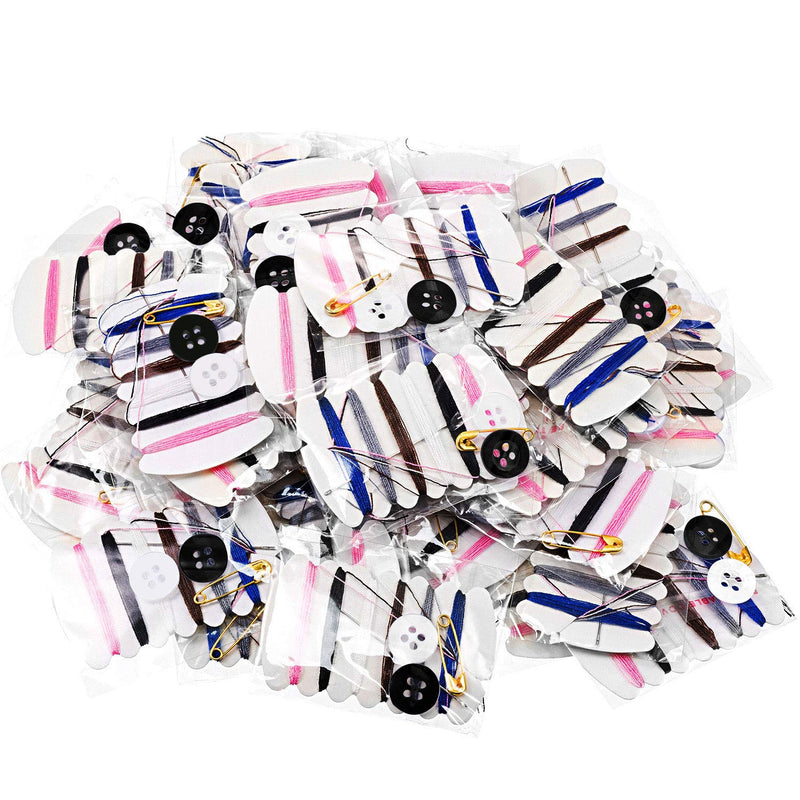 Tatuo 100 Sets Travel Sewing Kits Thread Repair Kit with Needles, Threads, Button, Pin for Hotel Amenities Necessities, 6 Different Colors - NewNest Australia