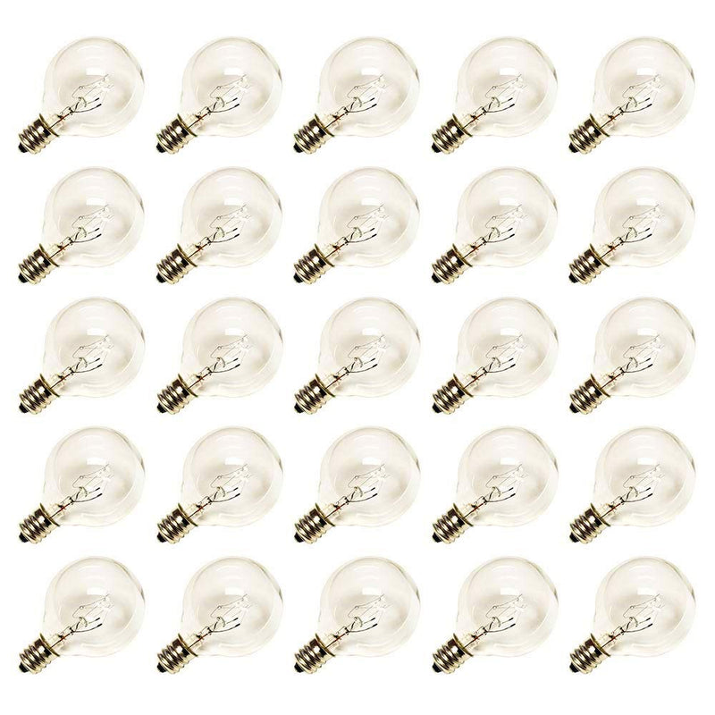 25 Pack Replacement Light Bulbs, G40 5 Watt Light Bulbs for E12 Candelabra Screw Base, 1.5 Inches Globe Clear Light Bulbs for Indoor Outdoor String Light Bulbs Patio Decor - NewNest Australia
