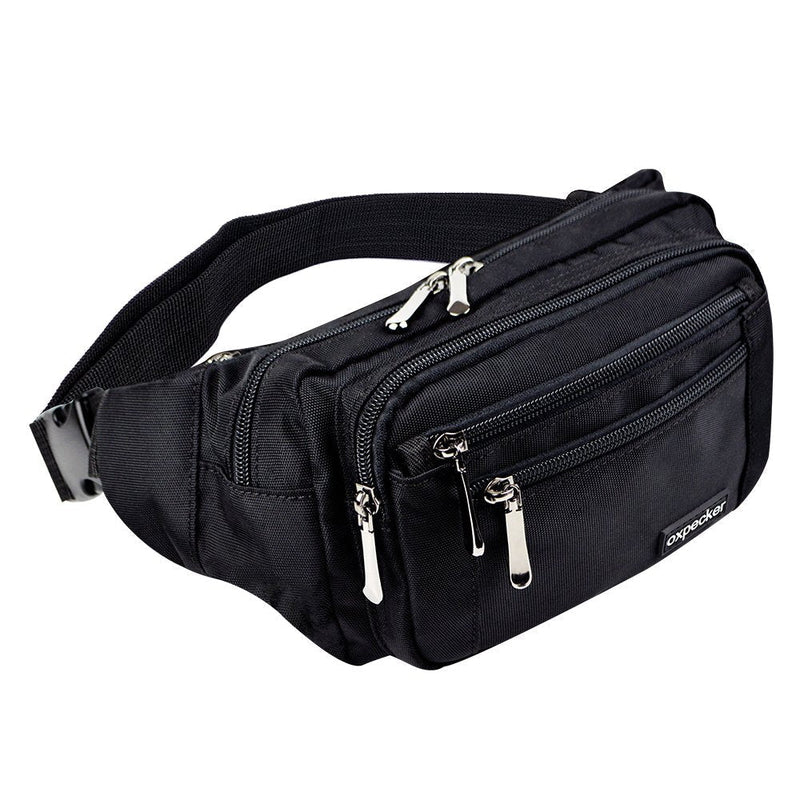 Oxpecker Waist Pack Bag with Rain Cover, Waterproof Fanny Pack for Men&Women, Workout Traveling Casual Running Hiking Cycling, Hip Bum Bag (black) black - NewNest Australia