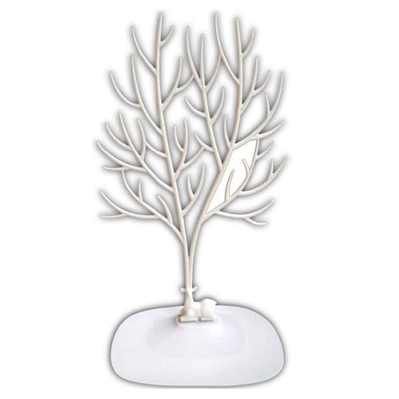 NewFerU Antler Tree Jewelry Hanging Stand Display Table Top Necklace Bracelet Holder Earring Hanger Organizer Rack Tower with a Ring Watch Dish Tray for Women Girls (White) White - NewNest Australia