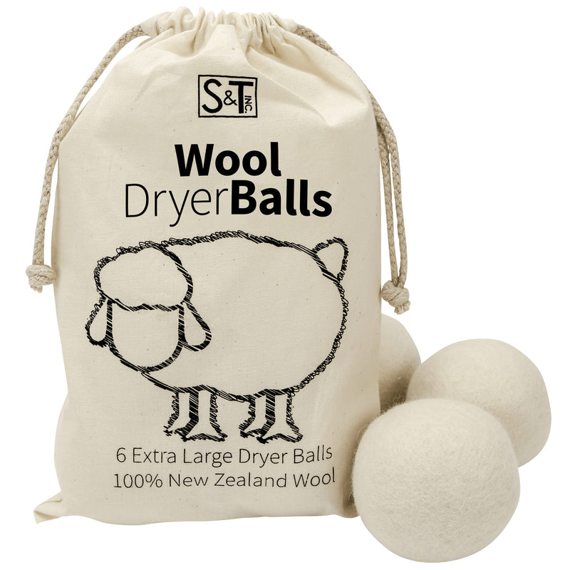 S&T INC. XL New Zealand Wool Dryer Balls, Natural White, 6 Pack - NewNest Australia