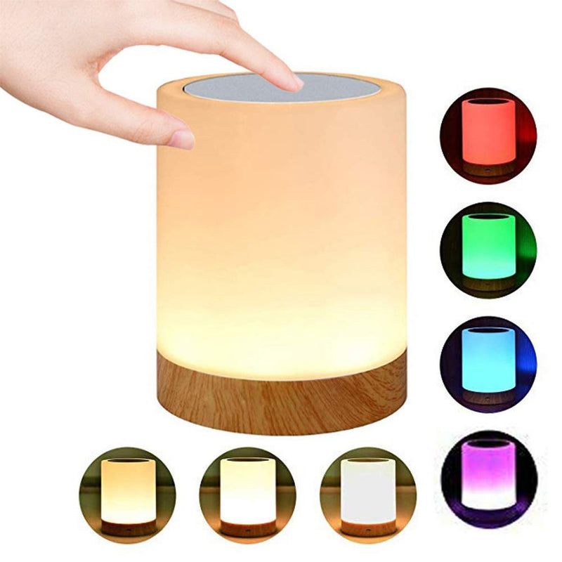 ROYFACC Night Light Touch Sensor Lamp Bedside Table Lamp for Kids Bedroom Rechargeable Dimmable Warm White Light + RGB Color Changing - NewNest Australia