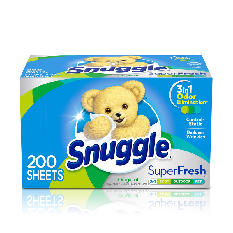 Snuggle Plus SuperFresh Fabric Softener Dryer Sheets with Static Control and Odor Eliminating Technology, Original, 200 Count - NewNest Australia