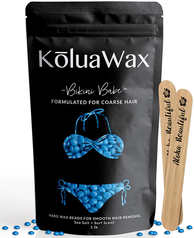 Hard Wax Beads for Hair Removal – Coarse Body Hair Formula – Our Strongest Wax for Brazilian, Underarms, Back and Chest – Large 1lb Refill Pearl Beans for Wax Warmers – Blue Bikini Babe by KoluaWax - NewNest Australia