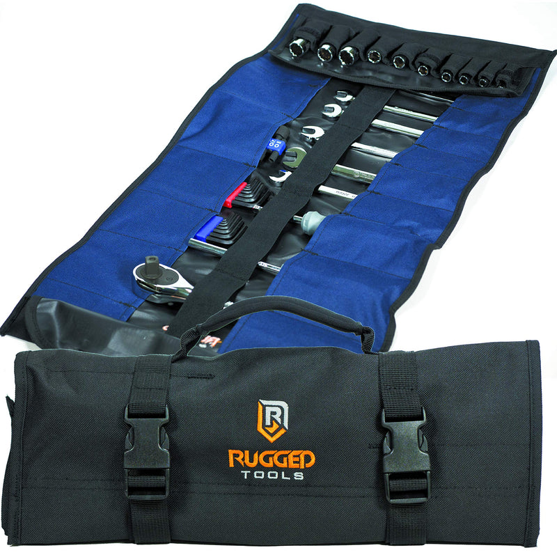 32 Pocket Tool Roll Organizer - Wrench Organizer & Tool Pouch - Wrench Roll Includes Pouches for 10 Sockets - Roll Up Tool Bag for Electrician, HVAC, Plumber, Carpenter or Mechanic - From Rugged Tool - NewNest Australia