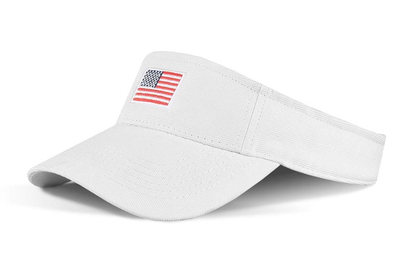 Tirrinia Unisex American Flag Sun Cap Adjustable Patriotic Sports Tennis Golf Hats Visor-white - NewNest Australia