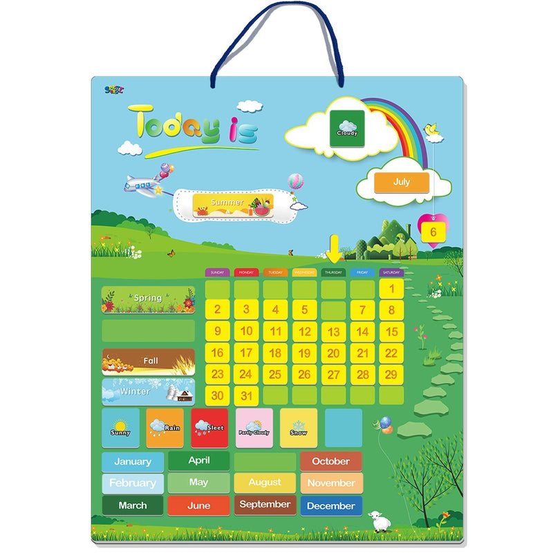 Magnetic Learning Calendar with Weather Station 55 PCS (15” X 12” Wall Mountings Ready) - NewNest Australia