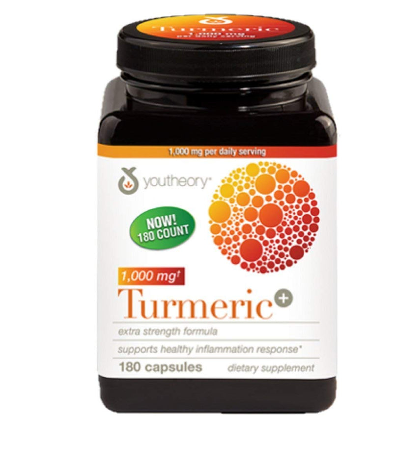 Youtheory Turmeric Extra Strength Formula Capsules 1,000 mg per Daily, 180 Count (Pack of 1) 180 Count (Pack of 1) - NewNest Australia