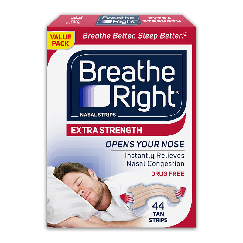 Breathe Right Extra Strength Tan Nasal Strips, Nasal Congestion Relief due to Colds & Allergies, Reduces Nasal Snoring caused by Nasal Congestion, Drug-Free, 44 count - NewNest Australia