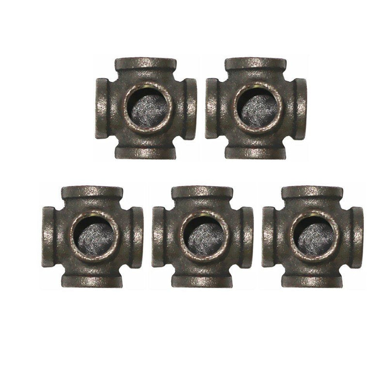 LONG TAO 1/2" Pipe Decor Pipe Fitting Industrial Steel Gray,Outlet Cross Female Tube Connector Threaded Pipe Nipples For Building Tables, Chairs, Shelving, and Custom Furniture,5-Way Fitting,5-Pack - NewNest Australia