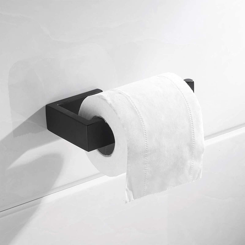 Nolimas Toilet Paper Roll Holder Matte Black SUS304 Stainless Steel Square Bathroom Lavatory Rust Proof Toilet Tissue Holder Wall Mounted - NewNest Australia