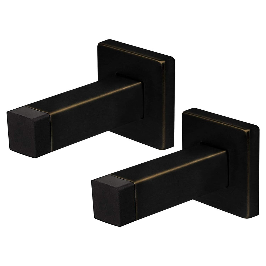 NewNest Australia - Nuk3y Modern Square Wall Door Stop or Coat Hook, 2 Pack (Oiled Rubbed Bronze) Oiled-Rubbed Bronze 