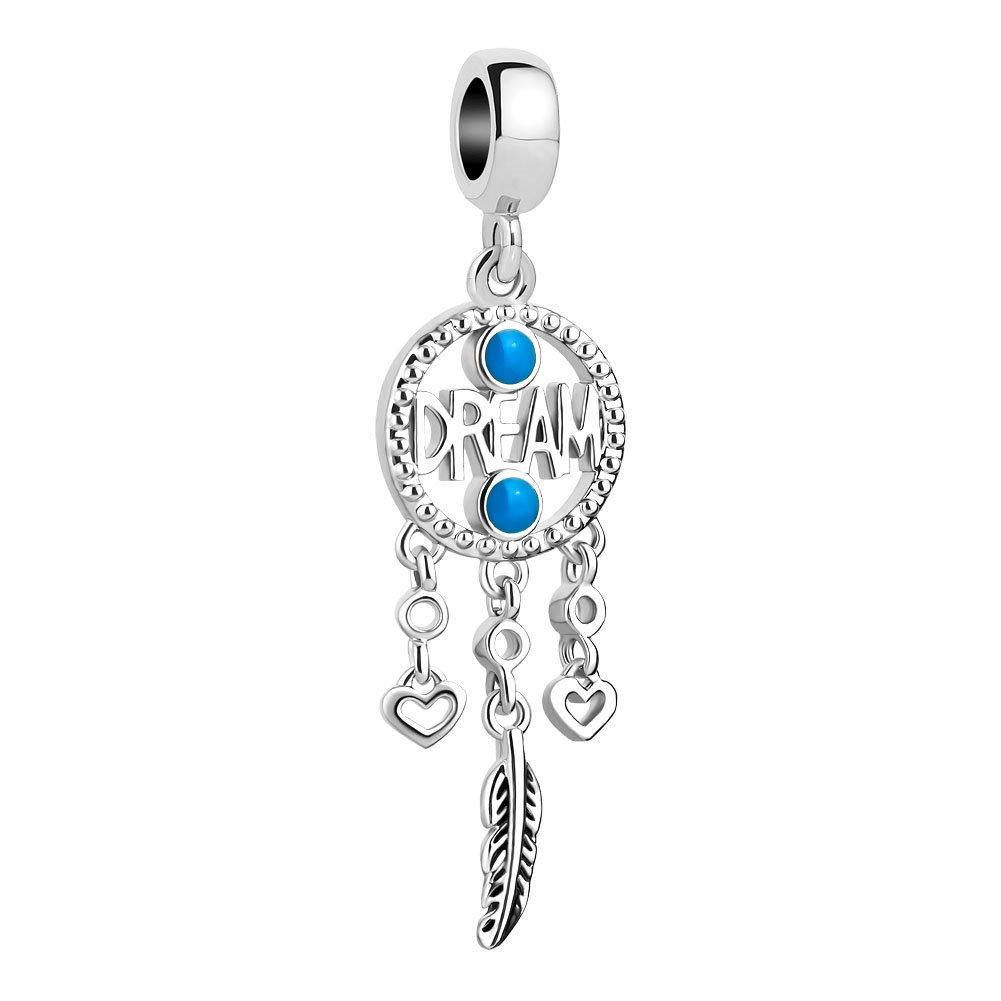 NewNest Australia - SexyMandala Dream Catcher Tree of Life Feather Dangle Charms fit Braelets sty3 