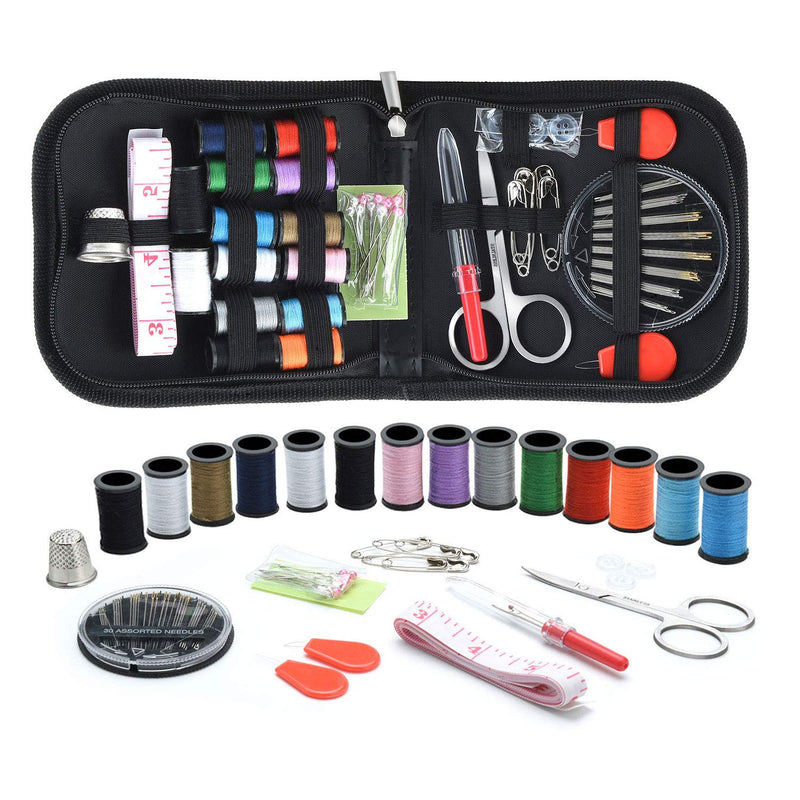 Sewing KIT, DIY Sewing Supplies with Sewing Accessories, Portable Mini Sewing Kit for Beginner, Traveller and Emergency Clothing Fixes, with Premium Black Carrying Case (Black) - NewNest Australia