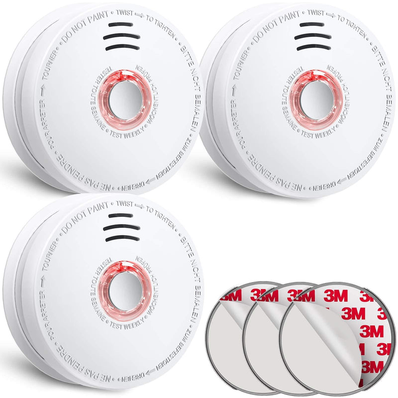 SITERLINK Fire Alarms Smoke Detectors, Smoke Alarm with Low Battery Warning and 9V Battery Operated(Include), Fire Detector Photoelectric for Home Bedroom and Babyroom, UL Listed, GS528A, 3 Packs 3 PACK 1 YEAR BATTERY - NewNest Australia