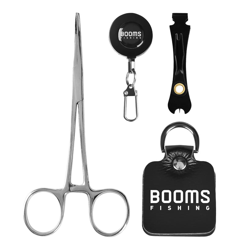 Booms Fishing FF2 Fly Fishing Accessories and Tools Kit, Fly Fishing Gear Combo: Fly Fishing Forceps, Fly Fishing Nipper, Line Leader Straightener, Zinger Retractor, Two-Sided Fly Box Assortment 4 in 1 Combo - NewNest Australia