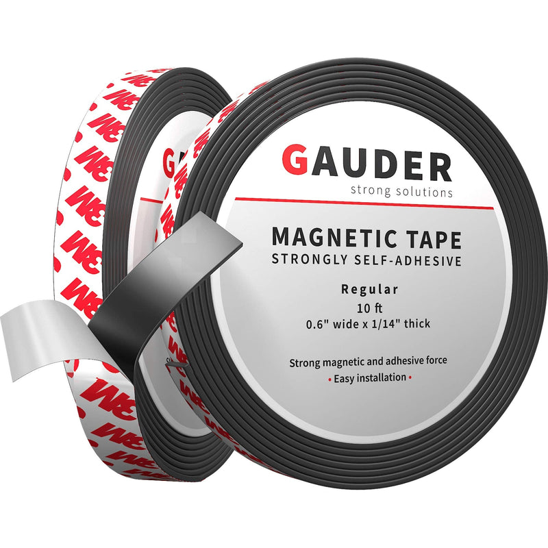 GAUDER Strong Magnetic Tape Self Adhesive (10' Long x 0.6" Wide x 1/14" Thick) | Magnetic Strips with Adhesive Backing | Magnet Roll 10 Feet - NewNest Australia