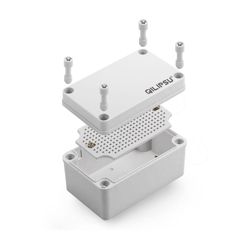 QILIPSU Junction Box with Mounting Plate 110x80x70mm, ABS Plastic DIY Electrical Project Case IP67 Waterproof Dustproof Enclosure Grey (4.3"x3.1"x2.8") 4.3"x3.1"x2.8" - NewNest Australia