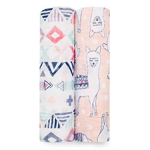 NewNest Australia - aden + anais Swaddle Blanket, Boutique Muslin Blankets for Girls & Boys, Baby Receiving Swaddles, Ideal Newborn & Infant Swaddling Set, Perfect Shower Gifts, 2 Pack, Trail Blooms 2-Pack 