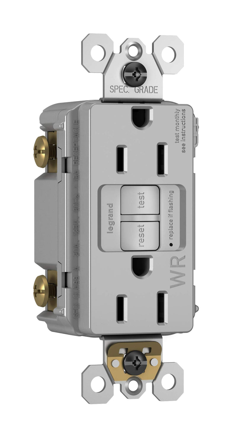 Legrand radiant Self-Test GFCI Weather Resistant Outlets, 15 Amp, Tamper Resistant, Outdoor Outlets, Gray, 1597TRWRGRYCCD4 - NewNest Australia