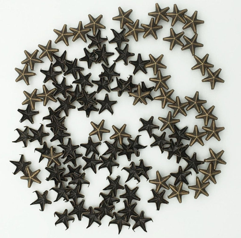 100pcs 10mm Star DIY Leathercraft Metal Punk Studs Rivet Spikes Nailheads (Bronze) Bronze - NewNest Australia
