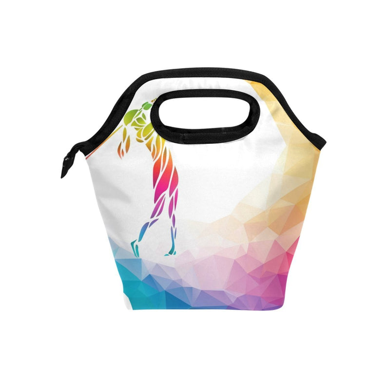 NewNest Australia - BETTKEN Lunch Bag Rainbow Geometric Golf Ball Insulated Reusable Lunch Box Portable Lunch Tote Bag Meal Bag Ice Pack for Boys Girls Adult Women 