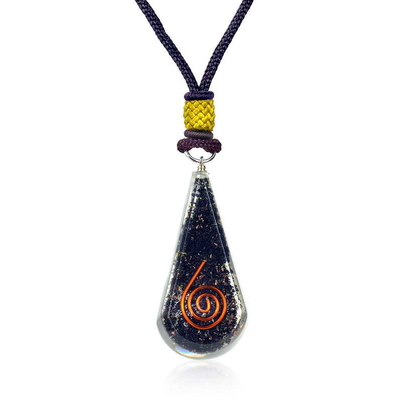 Emotional Body Purification Black Tourmaline Orgone Crystal Tear Drop Pendant for Strengthen Immune System - Heart - Self Confidence - Positivity - NewNest Australia