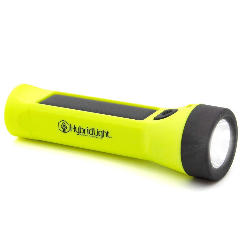Hybridlight Journey 300 Solar/Rechargeable 300 Lumen LED Waterproof Flashlight. High/Low Beam, USB Cell Phone Charger, Built In Solar Panel Charges Indoors or Out, USB Quick Charge Cable Included Yellow - NewNest Australia