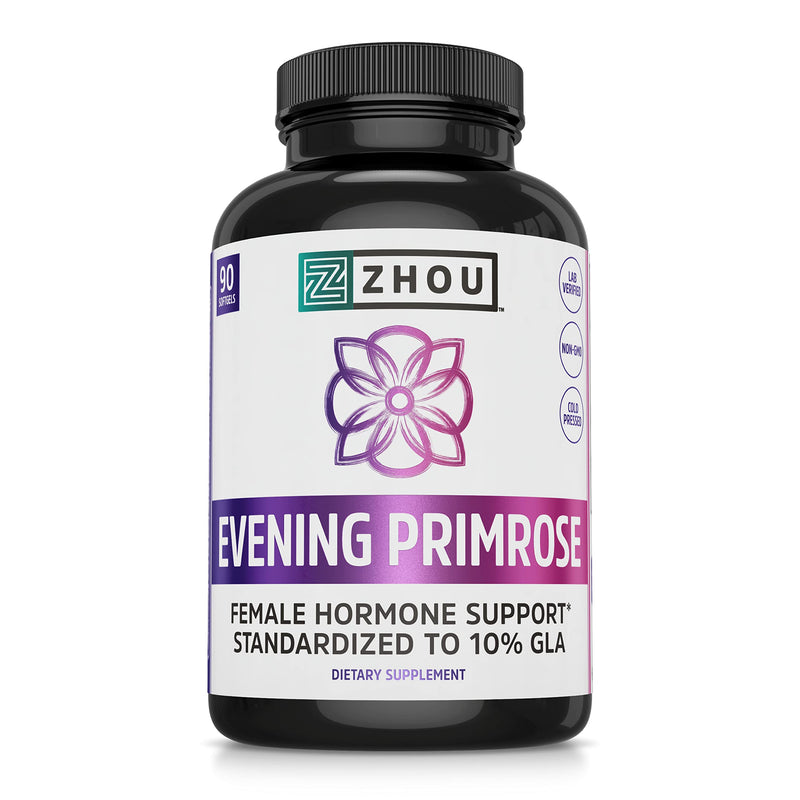 Zhou Nutrition Evening Primrose Oil Capsules- Supports Hormone Balance for Women, PMS & Menopause Support, Cold Pressed & Hexane Free - 1400mg 10% Gla - NewNest Australia