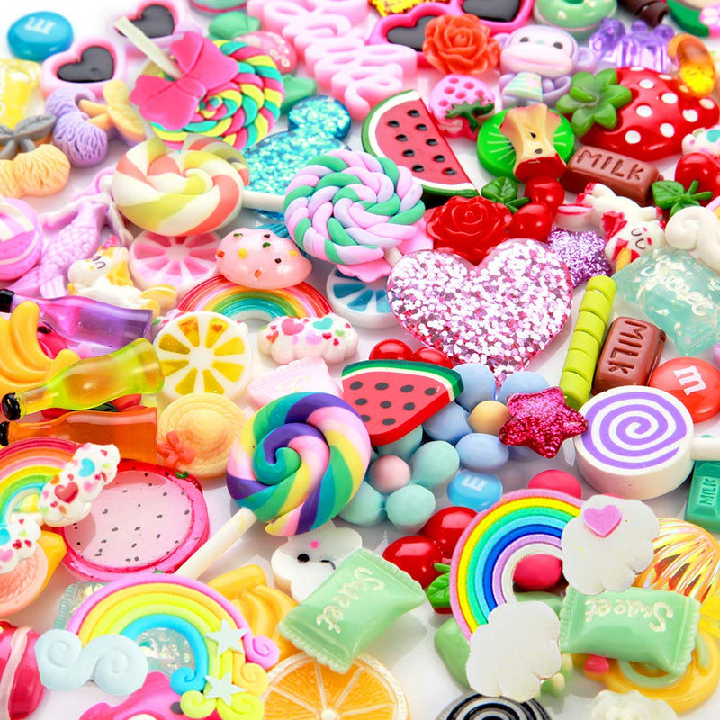 Slime Charms Cute Set - Charms for Slime Assorted Fruits Candy Sweets Flatback Resin Cabochons for Craft Making, Ornament Scrapbooking DIY Crafts (Candy) - NewNest Australia