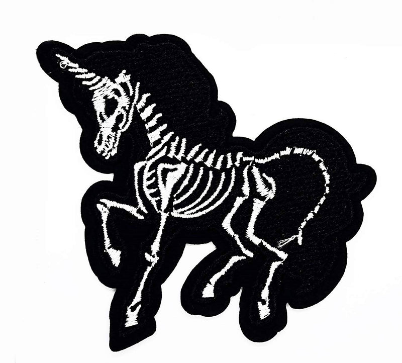 Skeleton Unicorn Horse Black Cartoon Chidren Kids Embroidren Iron Patch/Logo Sew On Patch Clothes Bag T-Shirt Jeans Biker Badge Applique - NewNest Australia