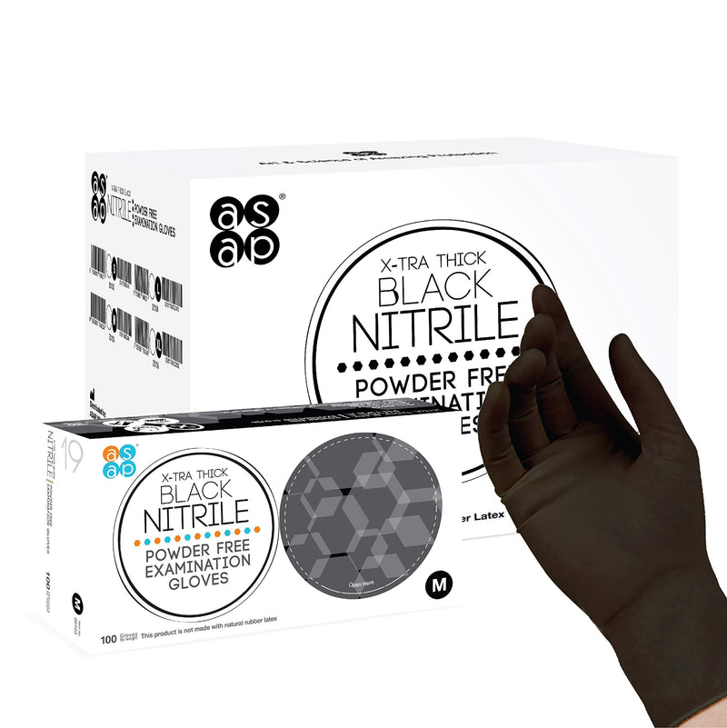 ASAP Black Nitrile Powder Free Examination Gloves, Disposable, 4 mil, Black Small (Pack of 100) - NewNest Australia
