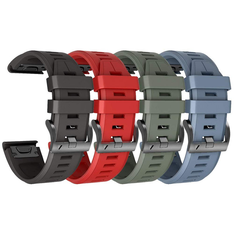 ANCOOL Compatible with Garmin Fenix 5X Plus Band 26mm Easy Fit Silicone Watch Strap Wristbands Replacement for Fenix 7X/Fenix 6X Pro/Fenix 6X/D2 Delta PX/Tactix Delta/Descent Mk2 (Pack of 4) 4PCS Pack - NewNest Australia