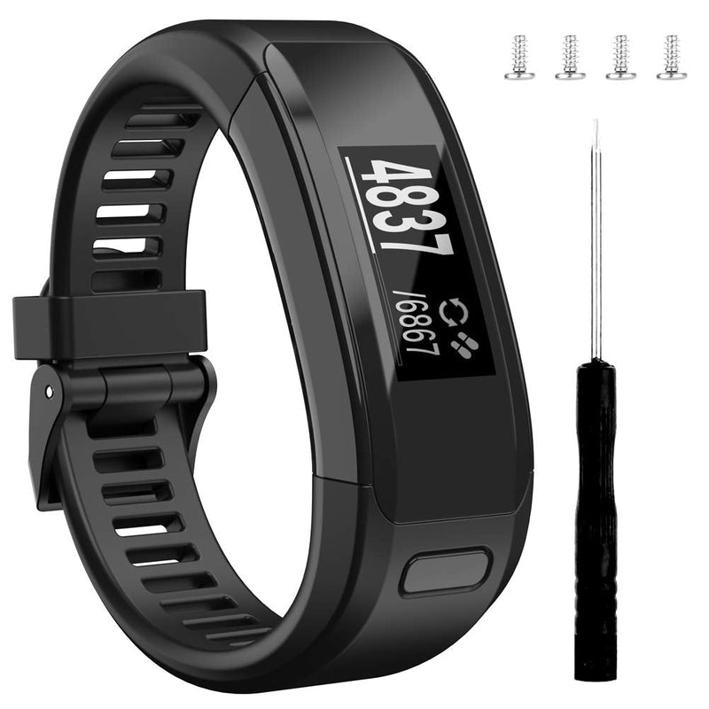 Wizvv Compatible Bands Replacement for Garmin Vivosmart HR, With Metal Buckle Fitness Wristband Strap (8 Colors) Black Regular - NewNest Australia