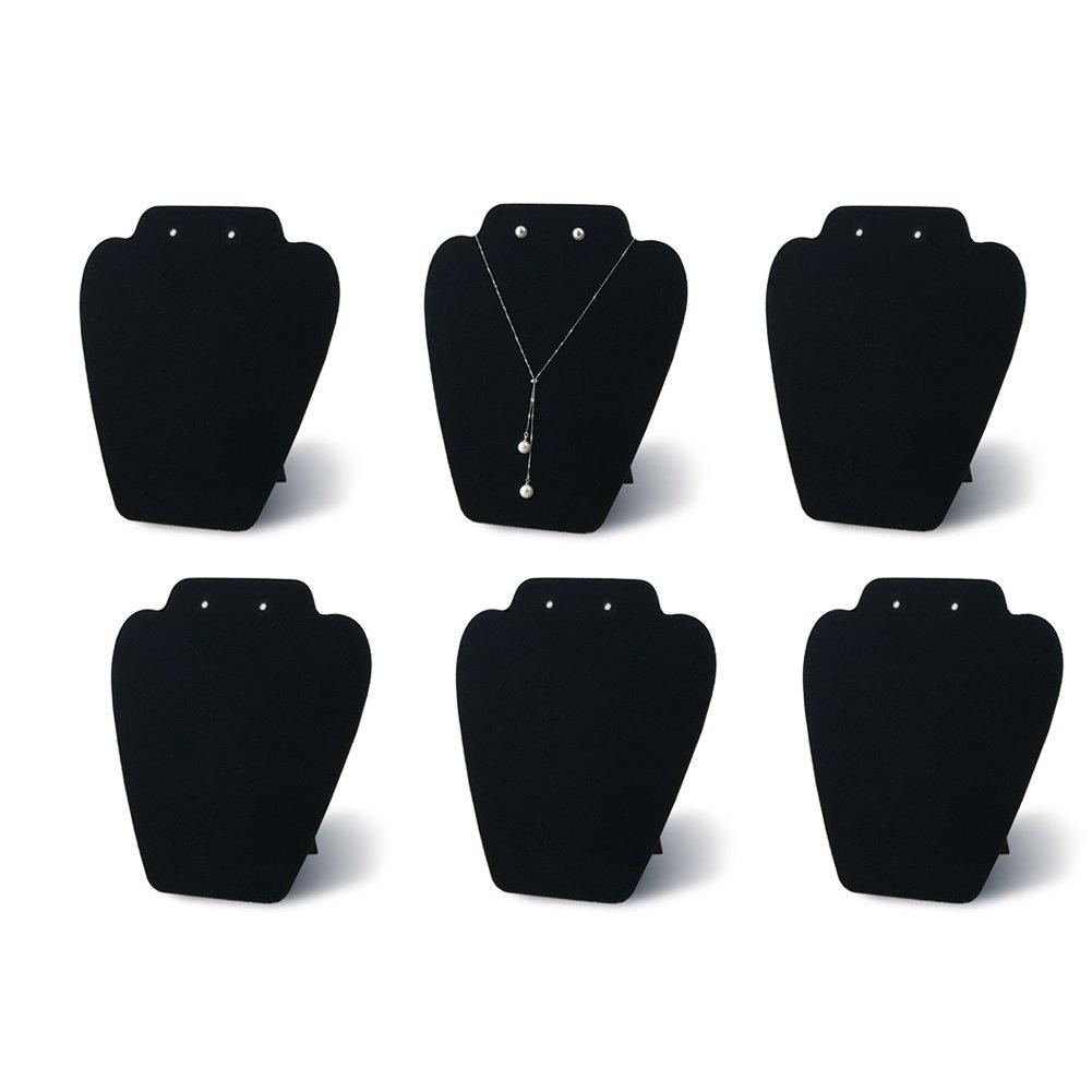 NewNest Australia - 7TH VELVET 6 Pieces Black Velvet Easel Necklace & Earing Display 7 3/8 inches W x 8 2/8 inches H, Cover with Sturdy Velvet, Reinforced Bracket 