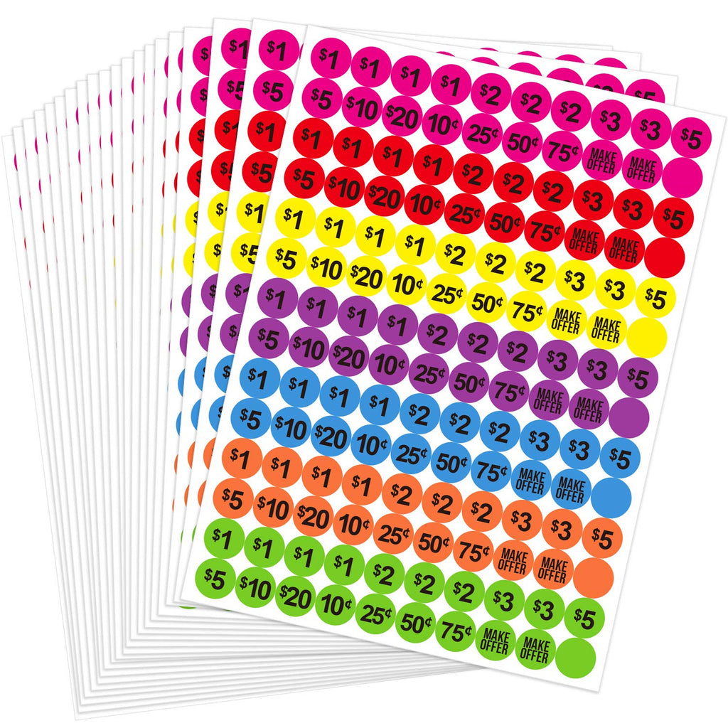 Neon Colors Prepriced Garage Sales Stickers, Pricing Labels, Sale Labels (Neon Pink, Yellow, Orange, Purple, Blue, Red, Green) Neon Pink, Yellow, Orange, Purple, Blue, Red, Green - NewNest Australia