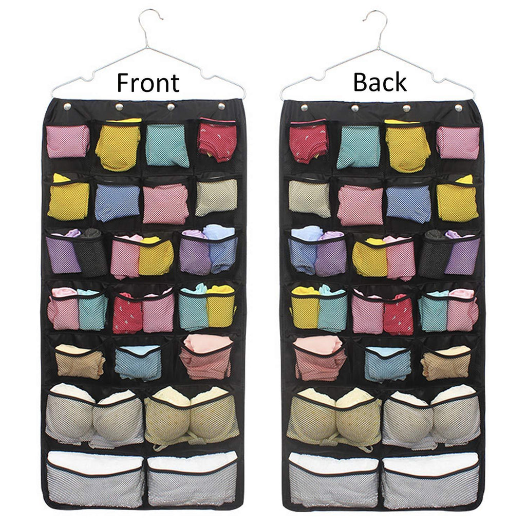 Geboor Hanging Closet Organizer, Dual-Sided Space Saving Storage Holder with 42 Pockets for Stockings Socks Underwear Jewelry Ties (42 Pockets) - NewNest Australia