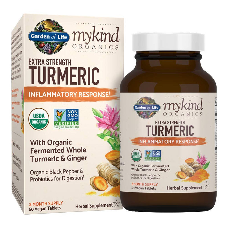 Garden of Life mykind Organics Extra Strength Turmeric Inflammatory Response 60 Tablets-100mg Curcumin (95% Curcuminoids) Black Pepper, Probiotics, Organic Non-GMO Vegan Gluten Free Herbal Supplement 60 Count (Pack of 1) - NewNest Australia