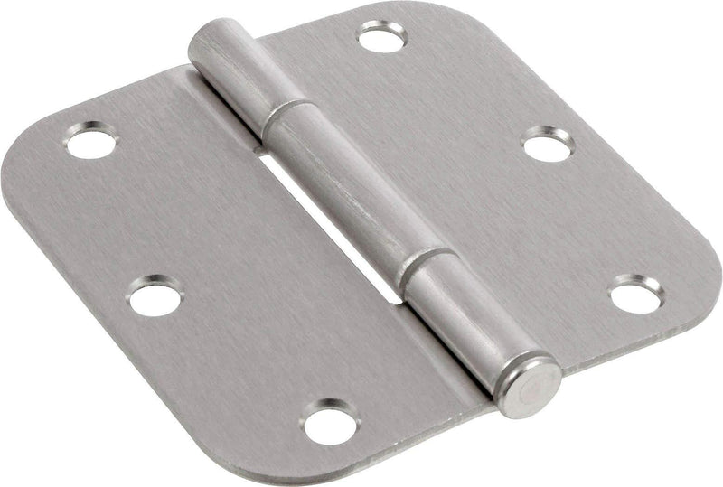 Hardware Essentials 854321 Round Corner Squeak-Proof Door Hinges, 3-1/2 inch, 3-1/2", Satin Nickel, 3 Pieces - NewNest Australia