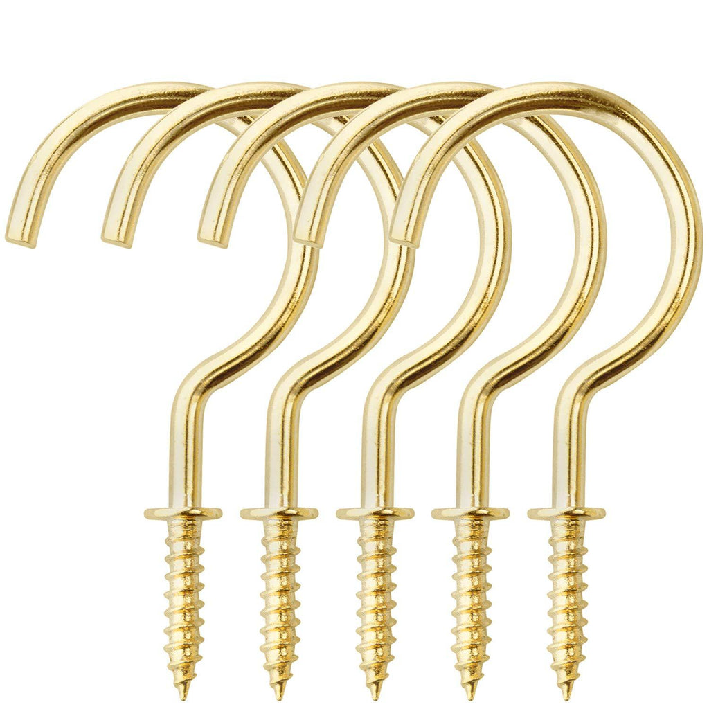 NewNest Australia - BronaGrand 20 Pieces Screw in Ceiling Hooks,2.8 inches Metal Cup Hook Hangers for Hanging Plants,Kitchen (Gold) Gold 