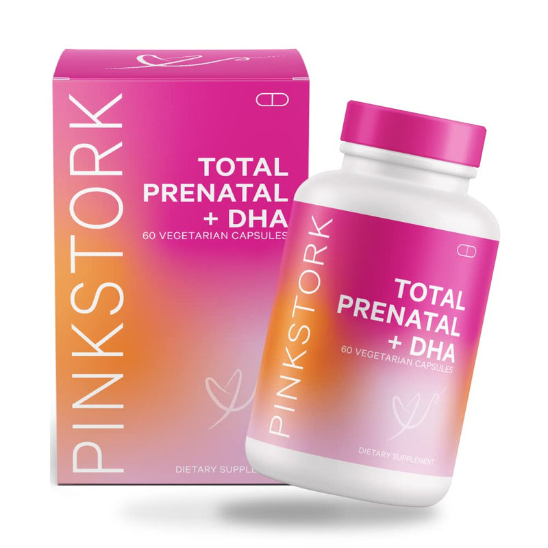 Pink Stork Total Prenatal Vitamin with DHA and Folic Acid: Doctor Formulated, Fertility Supplements for Women, Folate, Iron, Biotin, Vitamin D, Vitamin C + Zinc, Women-Owned, 60 Vegetarian Capsules 60 Count (Pack of 1) - NewNest Australia
